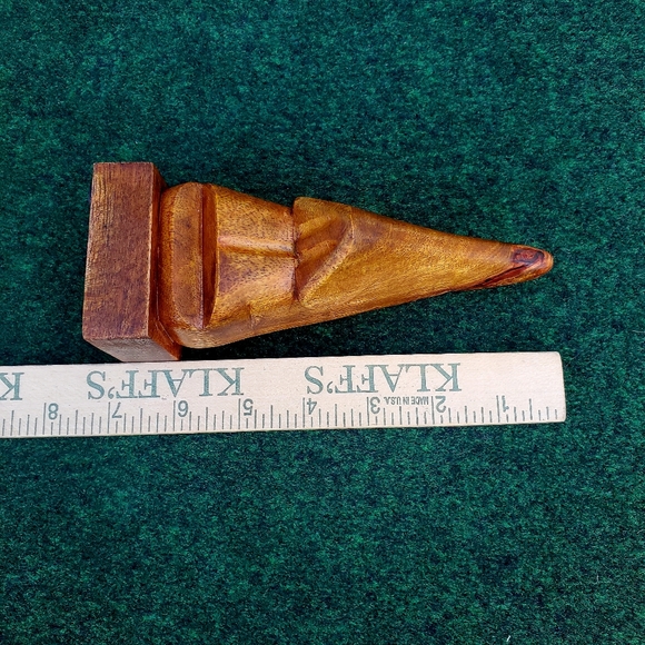 VTG MCM Easter Island Style Handcarved Wood Eyeglasses Stand 7in - Picture 9 of 11